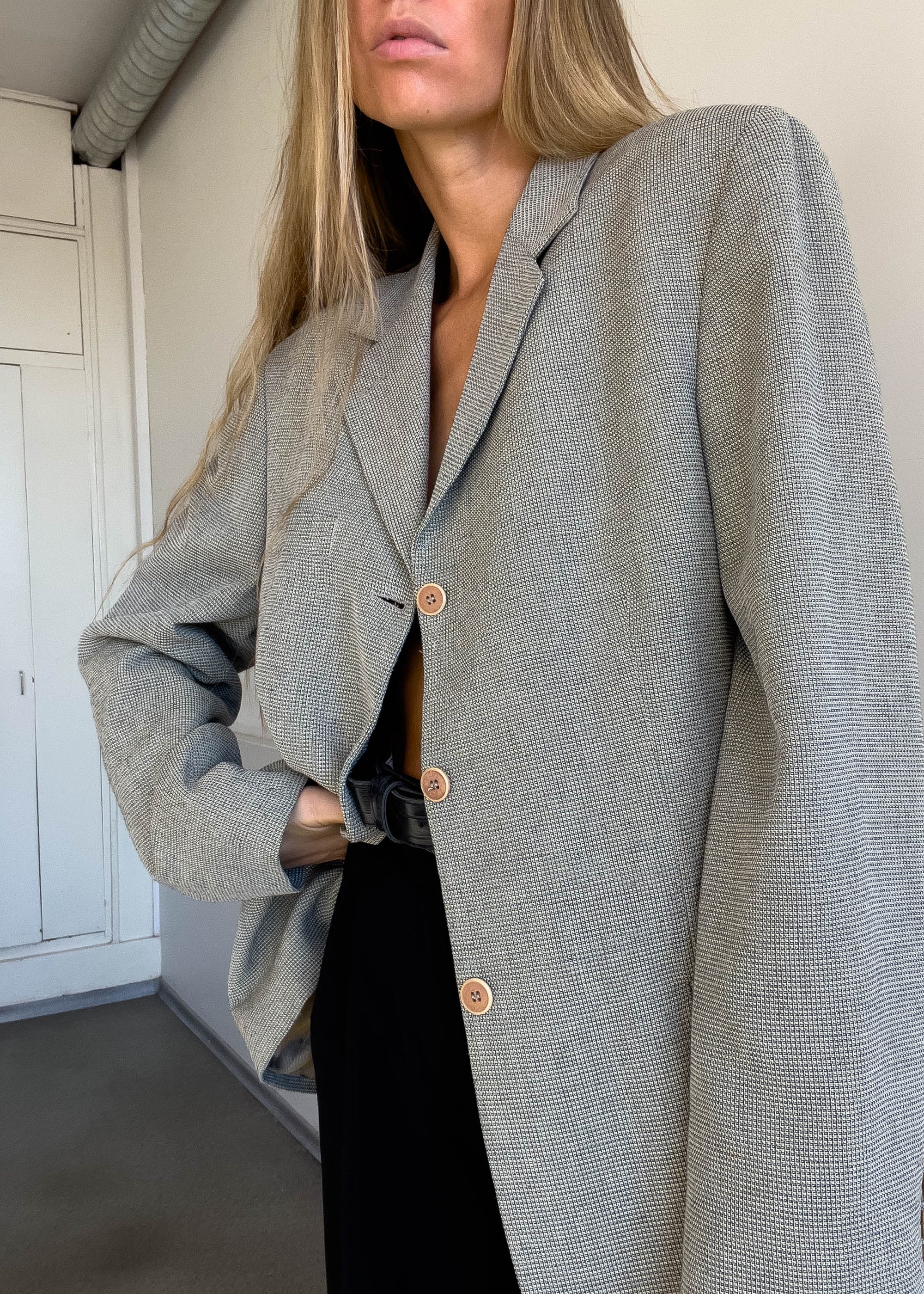 Vintage Light Grey Oversized Blazer