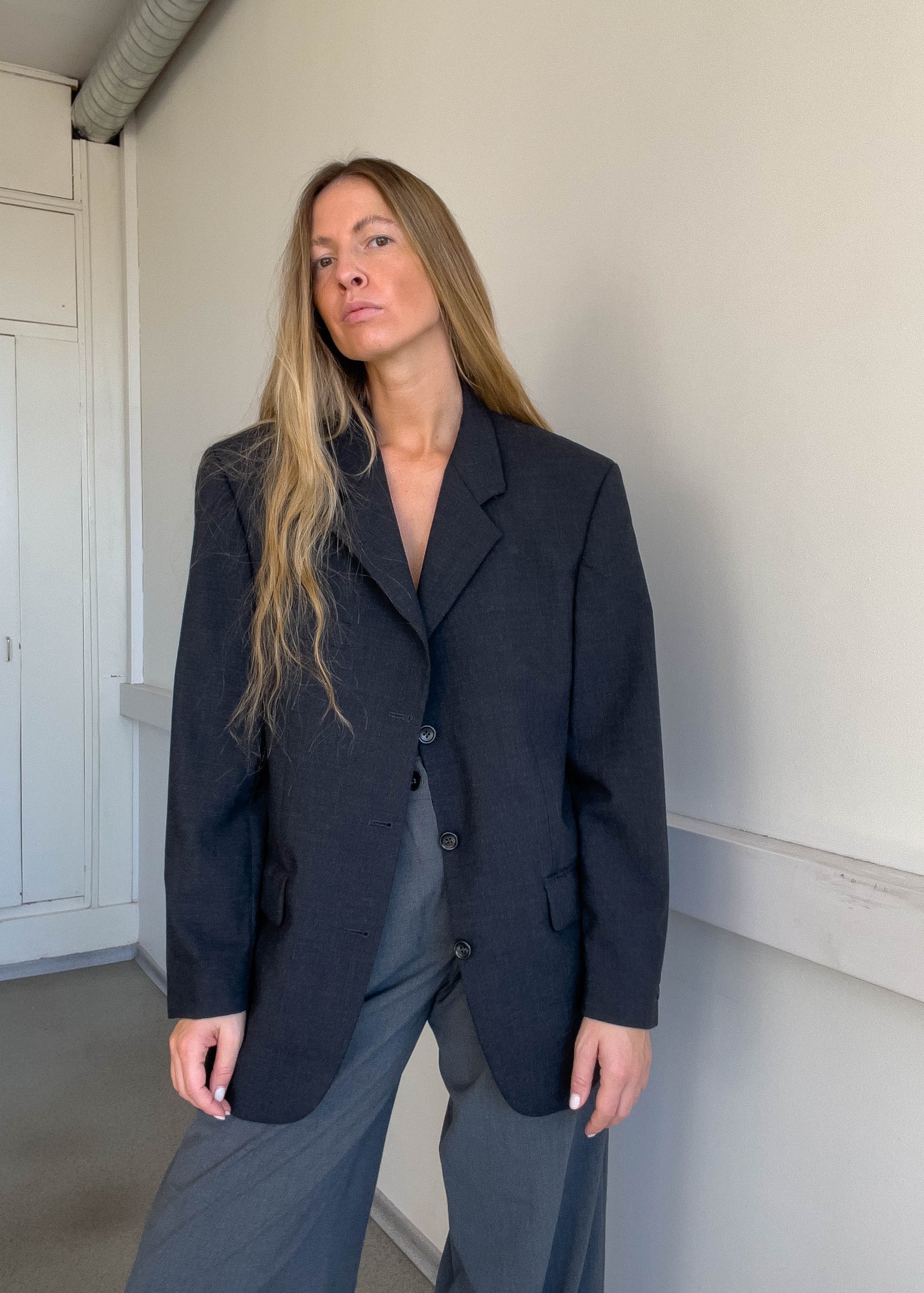 Vintage Grey Oversized Blazer