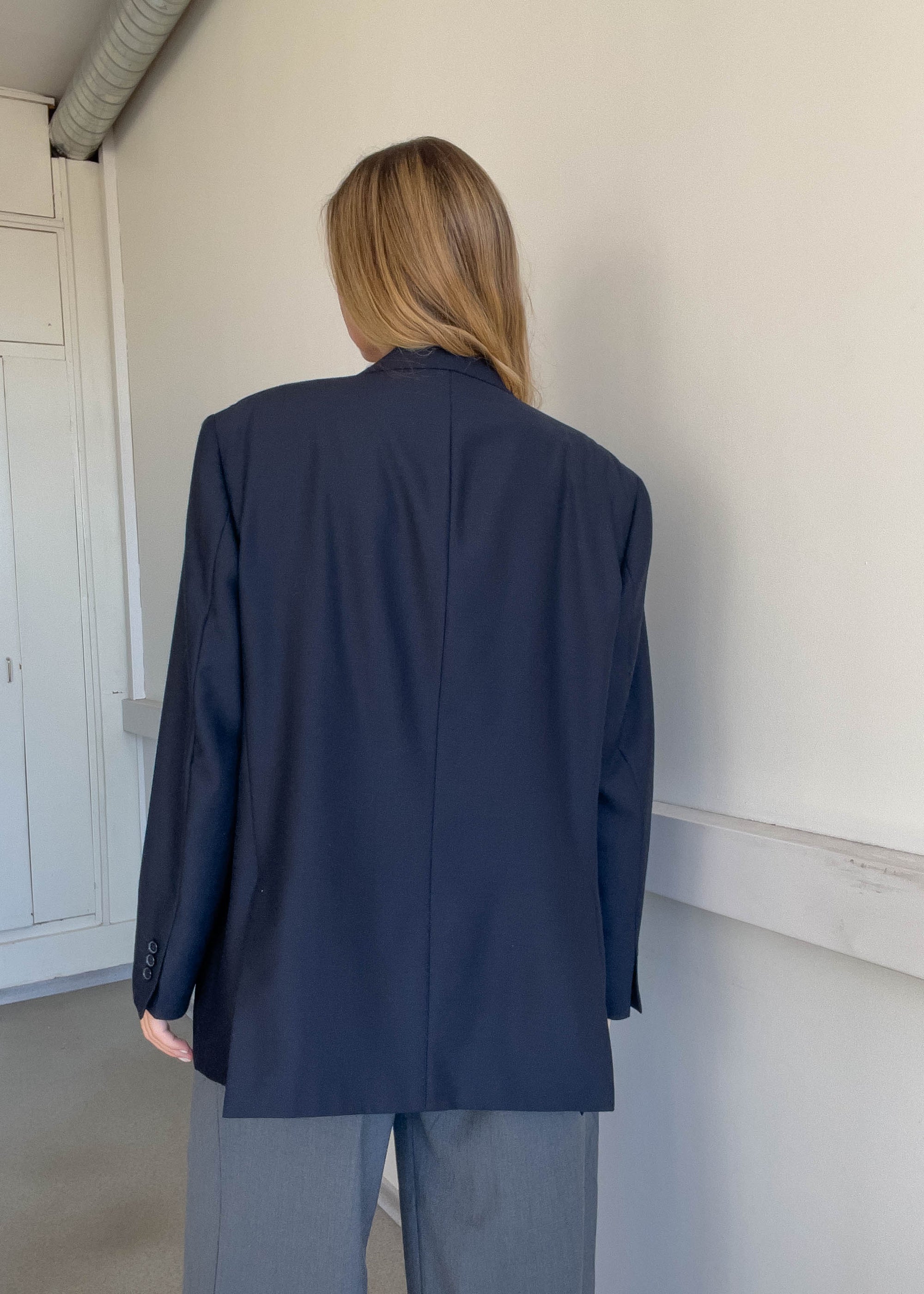 Vintage Navy Blue Oversized Blazer