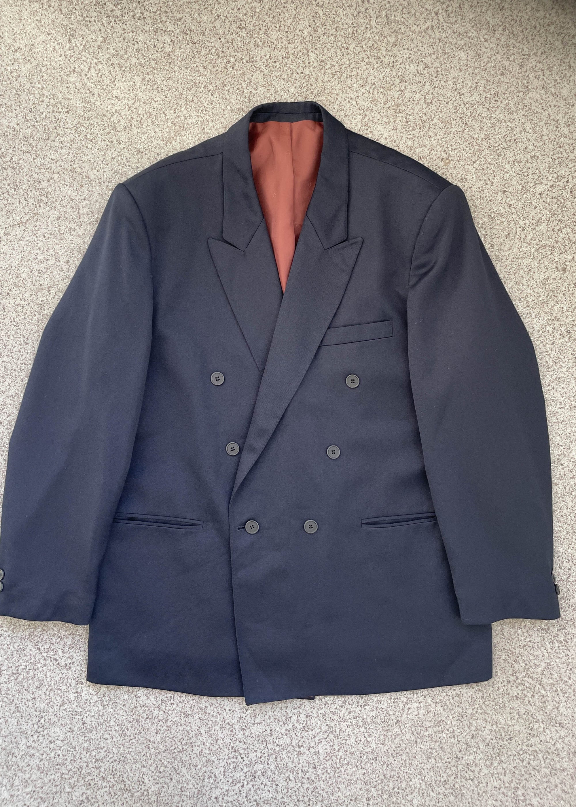 Vintage Navy Blue Oversized Double Breasted Blazer