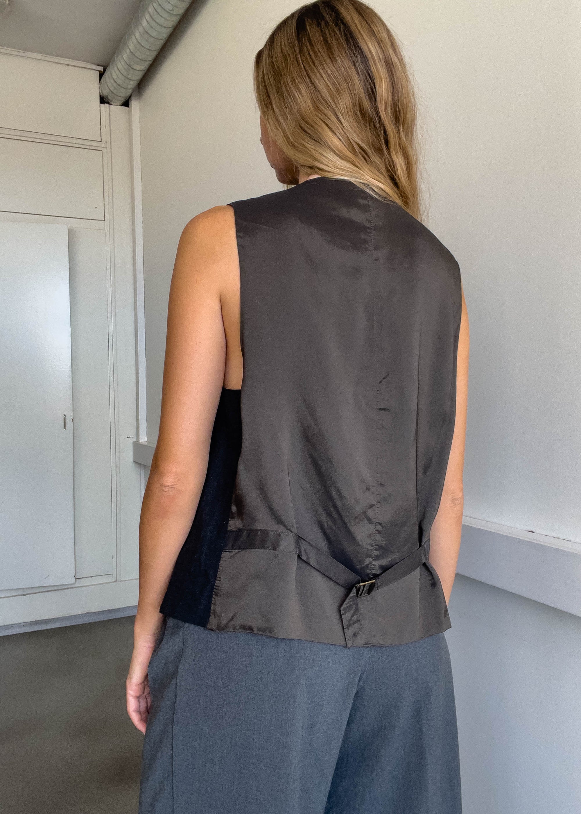 Vintage Dark Grey Oversized Vest